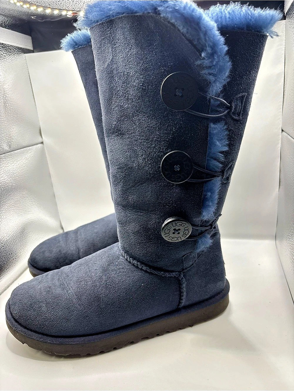 UGG Classic Bailey Button Triplet Boots Blue US 8